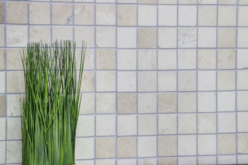 Mármol mosaico de azulejos de piedra natural marfil crema claro beige backsplash pared azulejos cocina cuarto de baño - MOS36-0106