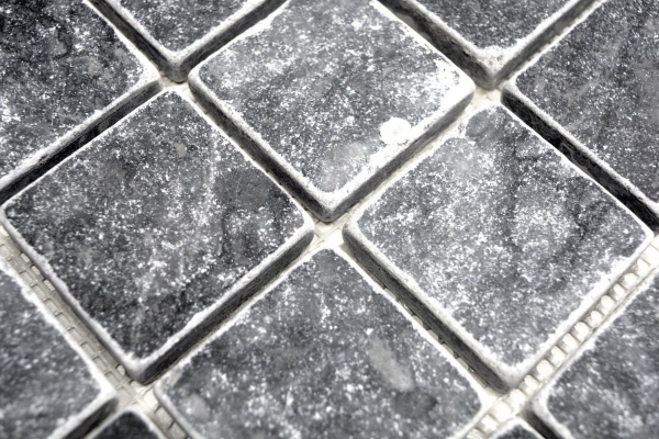 Muestra de mano mosaico azulejo mármol piedra natural negro Nero Antique Marble MOS36-0404_m