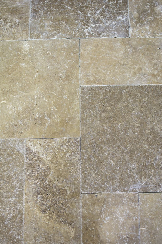 Azulejo Travertino piedra natural Noce nogal marrón azulejo de piedra natural Roman bond aspecto antiguo azulejo de piso pared - MOSF-45-44000