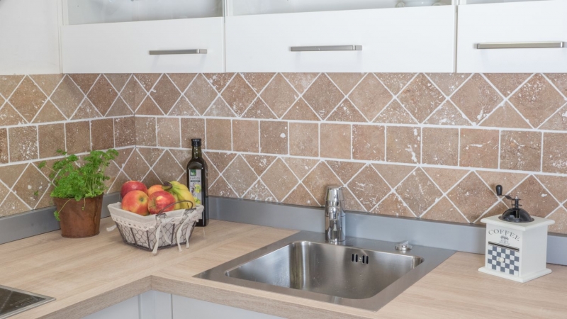 Azulejo Travertino piedra natural Noce nogal marrón azulejo de piedra natural aspecto antiguo plato de ducha pared de ducha cocina azulejo - MOSF-45-46116