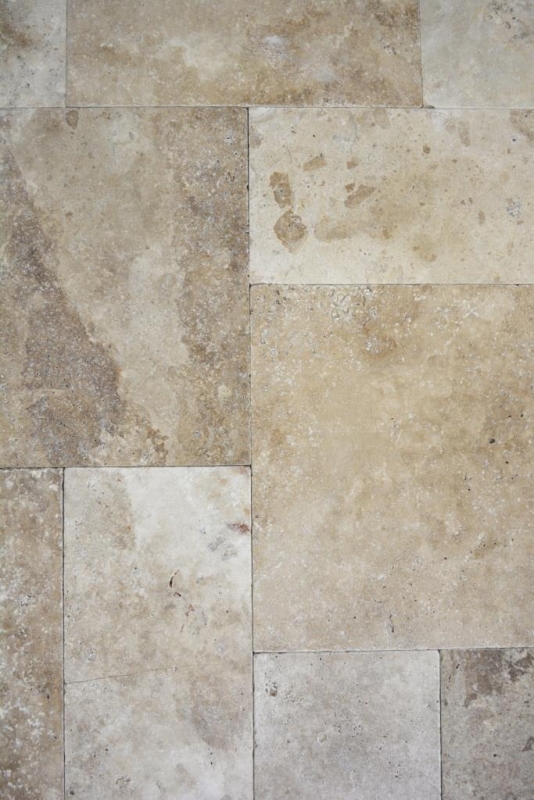 Azulejo Travertino piedra natural Chiaro beige crema azulejo de piedra natural Roman bond aspecto antiguo azulejo de pared azulejo de baño - MOSF-45-46000