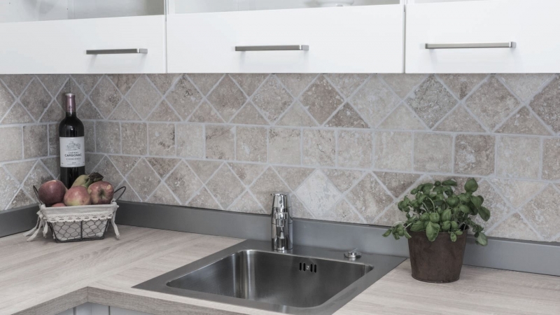 Azulejo Travertino piedra natural Chiaro beige crema azulejo de piedra natural aspecto antiguo plato de ducha pared de ducha cocina azulejo - MOSF-45-46079