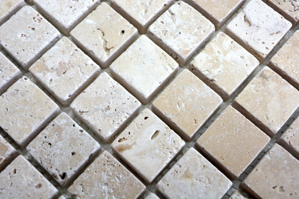 Mosaico de azulejos de travertino piedra natural beige Chiaro Antique Travertino MOS43-46023_f