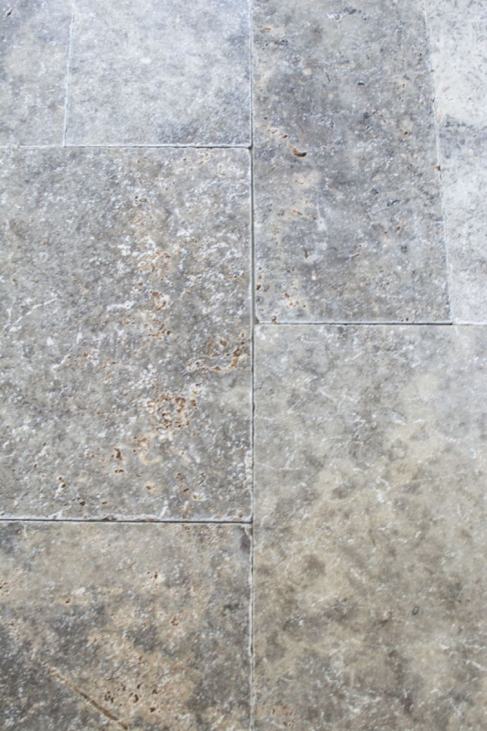 Azulejo Travertino piedra natural Plata blanco gris claro piedra natural azulejo Roman bond plata aspecto antiguo suelo pared - MOSF-45-47000
