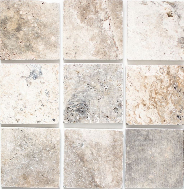 Azulejo Travertino piedra natural plata blanco gris claro piedra natural azulejo plata aspecto antiguo plato de ducha azulejo de pared cocina - MOSF-45-47010