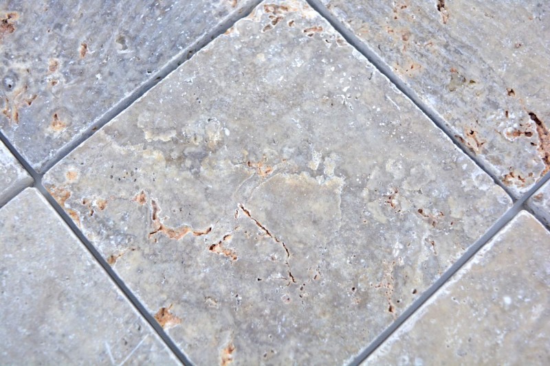 Azulejo Travertino piedra natural plata blanco gris claro azulejo de piedra natural plata aspecto antiguo azulejo de suelo azulejo de pared cocina - MOSF-45-47030