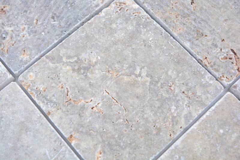 Azulejo Travertino piedra natural plata blanco gris claro azulejo de piedra natural plata aspecto antiguo azulejo de suelo azulejo de pared cocina - MOSF-45-47030