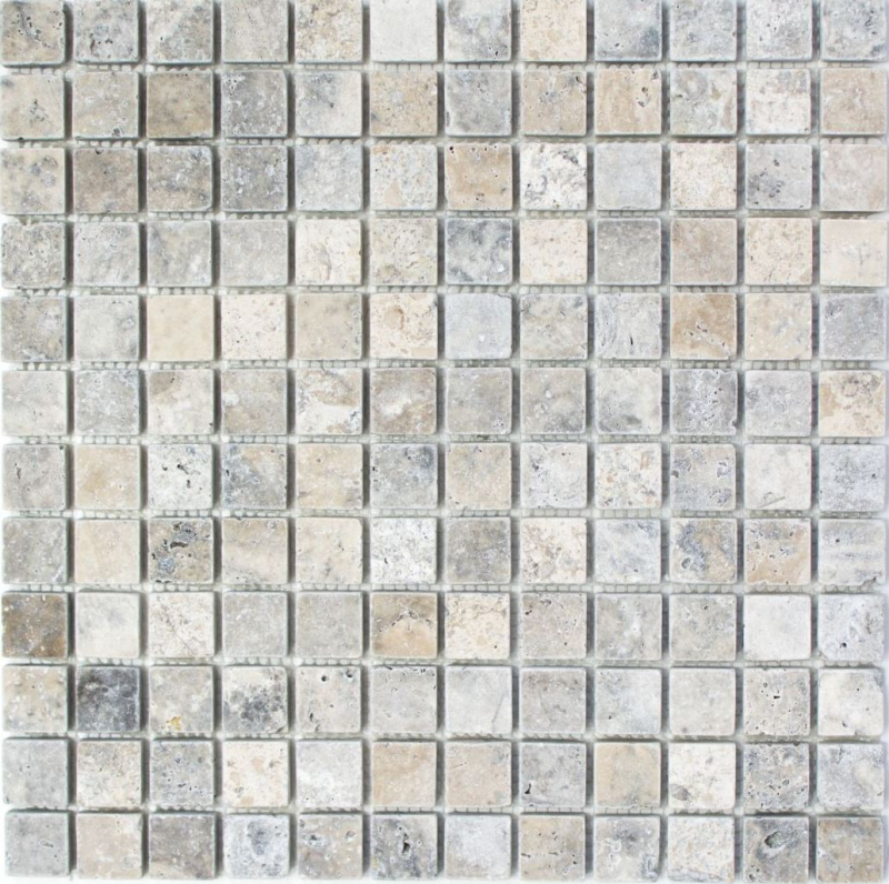 Travertino mosaico azulejos terraza pared suelo piedra natural luz gris plata beige backsplash pared azulejo cocina azulejo plato de ducha - MOS43-47023