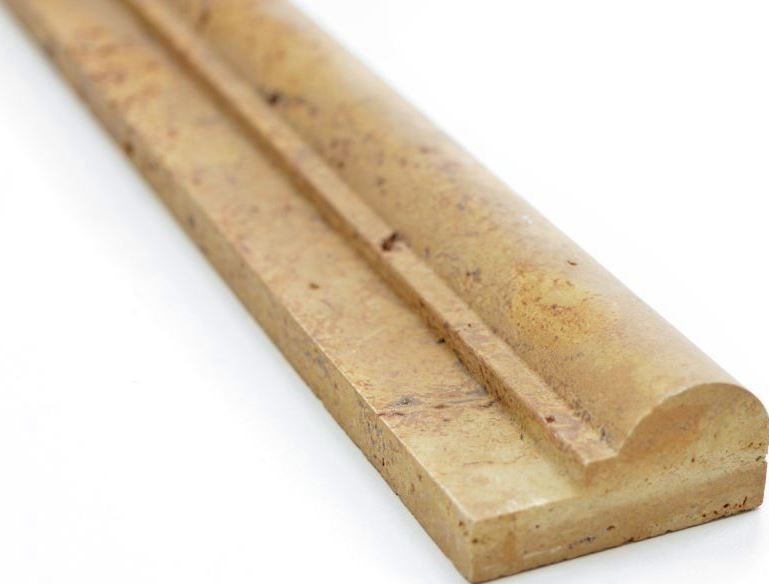 Borde travertino piedra natural amarillo oro piedra natural perfil oro marrón aspecto antiguo pared baño cocina sauna - MOSProf-51348