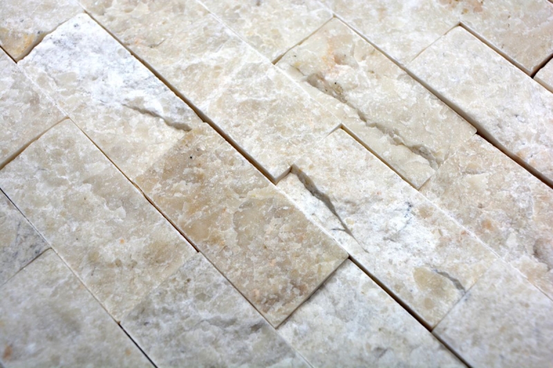 Mosaico de mármol piedra natural marfil Ladrillo Splitface Botticino Mármol 3D MOS45-1202_f