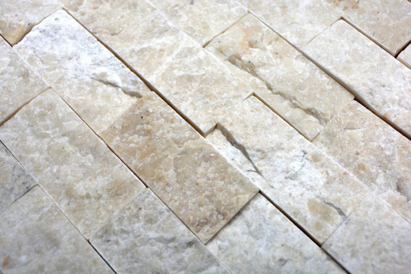 Muestra de mano mosaico piedra pared mármol piedra natural marfil Ladrillo Splitface Botticino Mármol 3D MOS45-1202_m