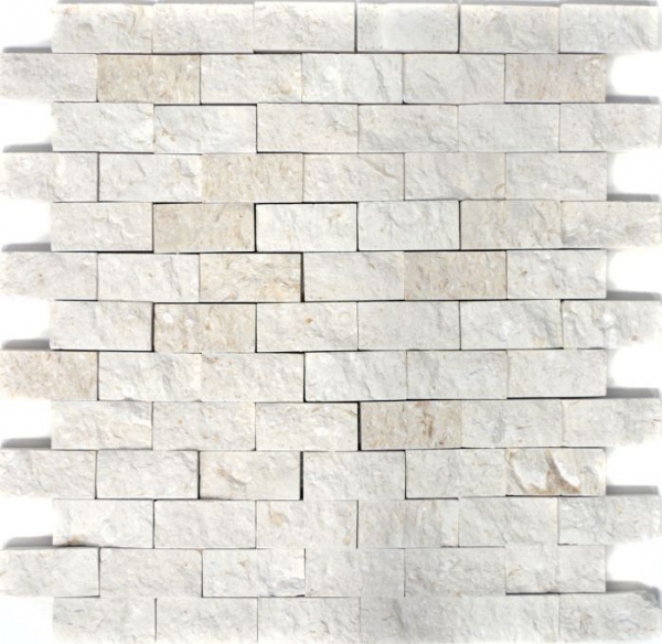 Muestra de mano mosaico piedra pared piedra caliza piedra natural blanco Ladrillo Splitface Colonial Piedra caliza 3D MOS29-49248_m