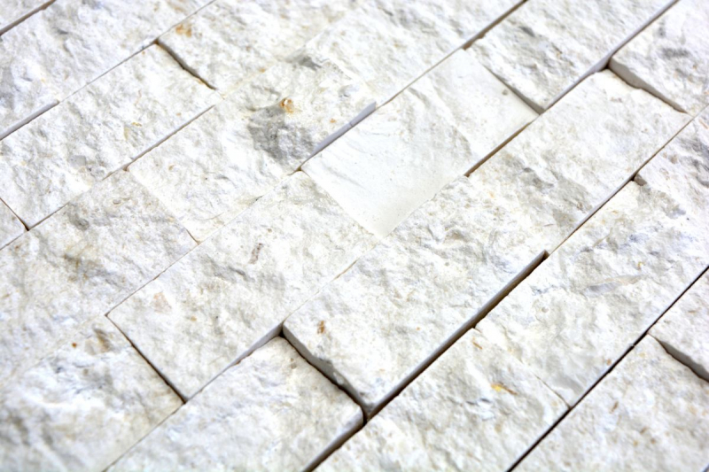 Muestra de mano mosaico piedra pared piedra caliza piedra natural blanco Ladrillo Splitface Colonial Piedra caliza 3D MOS29-49248_m