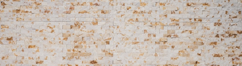 Splitface mosaico de mármol pared de piedra natural de ladrillo de la pared de unión beige soleado óptica 3D cocina cuarto de baño de pared - MOS42-X3D46