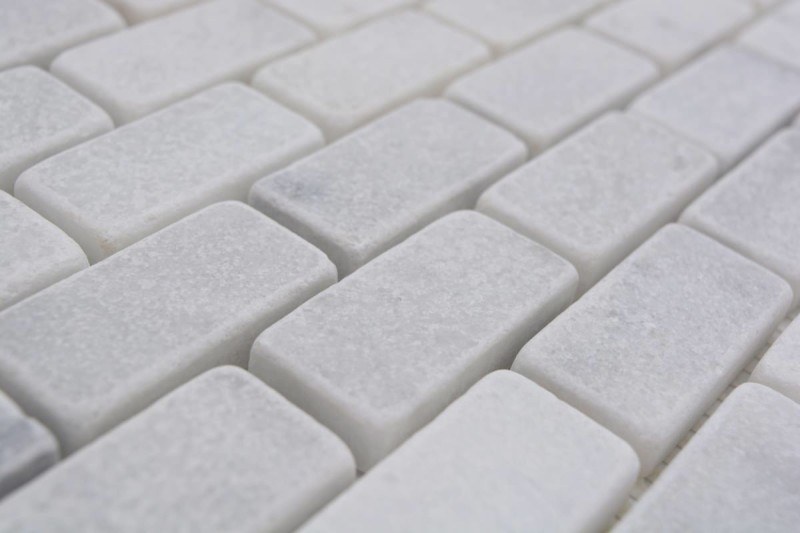 Mármol mosaico de azulejos de piedra natural de ladrillo de la pared de bonos Ibiza blanco gris claro azulejo backsplash cocina - MOSSopo-46692