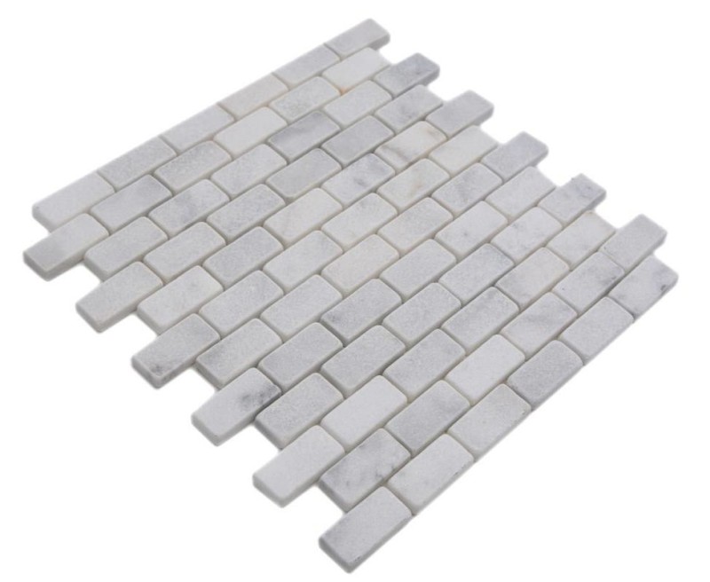 Mármol mosaico de azulejos de piedra natural de ladrillo de la pared de bonos Ibiza blanco gris claro azulejo backsplash cocina - MOSSopo-46692