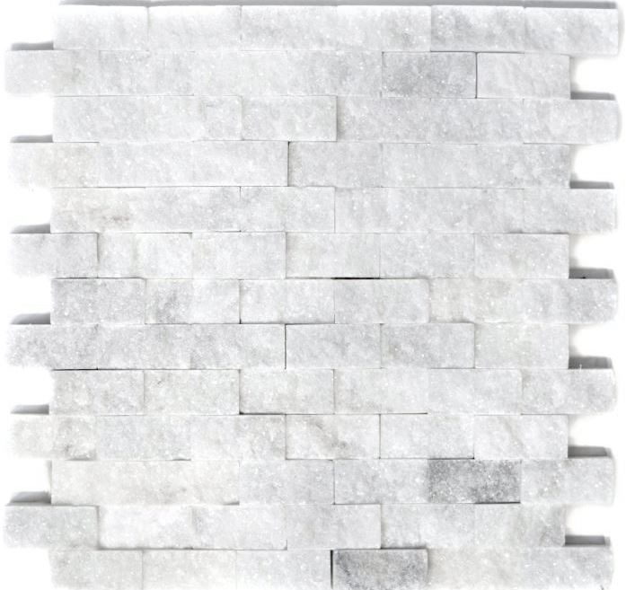Muestra de mano mosaico azulejo mármol piedra natural blanco Ladrillo Splitface Ibiza Azúcar Mármol 3D MOS45-0204_m