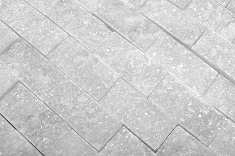 Muestra de mano mosaico azulejo mármol piedra natural blanco Ladrillo Splitface Ibiza Azúcar Mármol 3D MOS45-0204_m