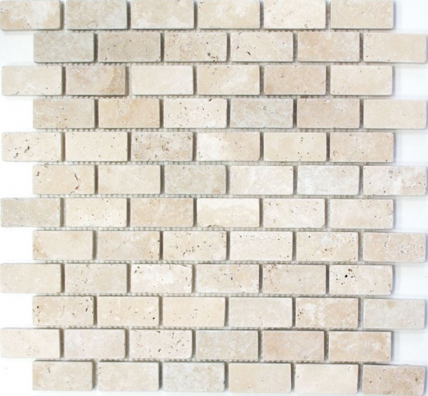 Muestra de mano mosaico azulejo travertino piedra natural beige Ladrillo Chiaro Antiguo Travertino MOS43-46234_m