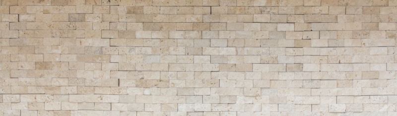 Travertino piedras de pared de piedra natural de ladrillo beige cara dividida 3D óptica azulejos backsplash cocina azulejos de pared - MOS43-46248