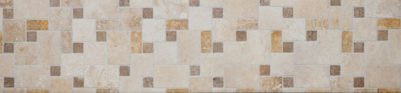 Muestra de mano mosaico azulejo backsplash travertino piedra natural beige marrón Mini Pattern Travertino MOS43-1204_m