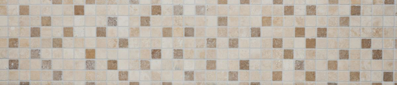 Muestra de mano mosaico cocina splashback Travertino piedra natural beige marrón Chiaro + Noche Travertino MOS43-1216_m