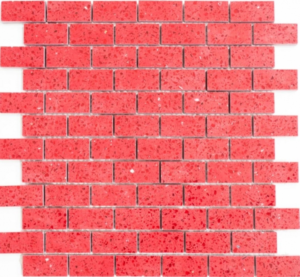 Mosaico de azulejos de cuarzo compuesto de piedra artificial Ladrillo Artificial rojo MOS46-ASMB4