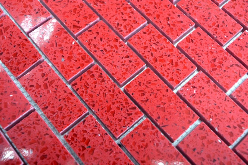 Mosaico de azulejos de cuarzo compuesto de piedra artificial Ladrillo Artificial rojo MOS46-ASMB4