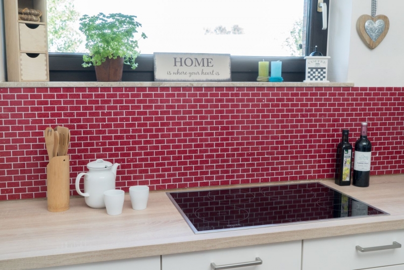 Mosaico de azulejos de cuarzo compuesto de piedra artificial Ladrillo Artificial rojo MOS46-ASMB4
