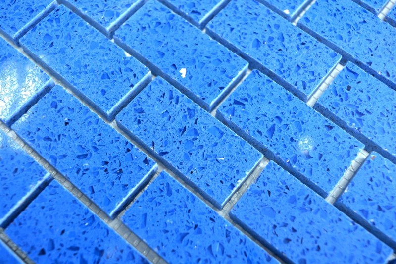 Mosaico de azulejos de cuarzo compuesto de piedra artificial Ladrillo Artificial azul MOS46-ASMB5