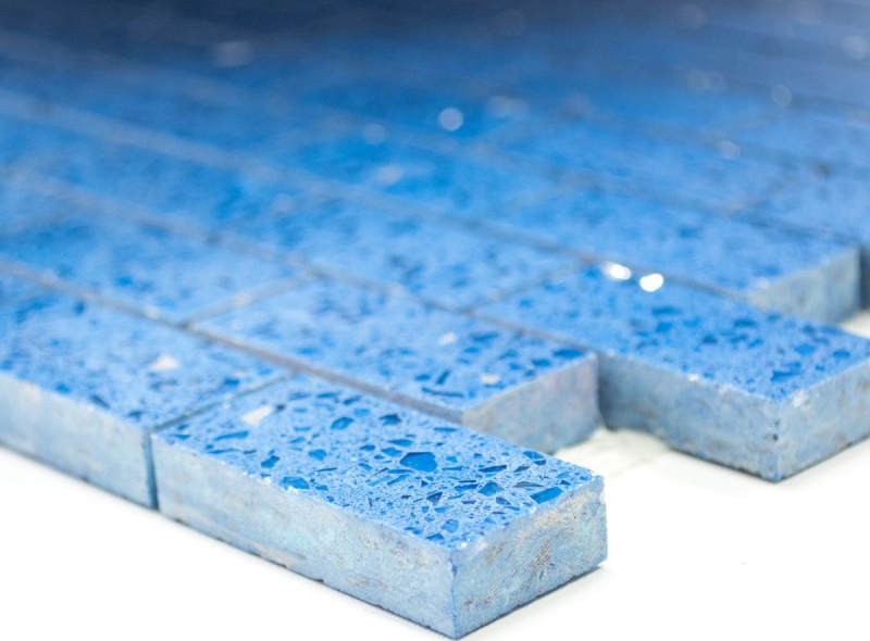 Mosaico de azulejos de cuarzo compuesto de piedra artificial Ladrillo Artificial azul MOS46-ASMB5
