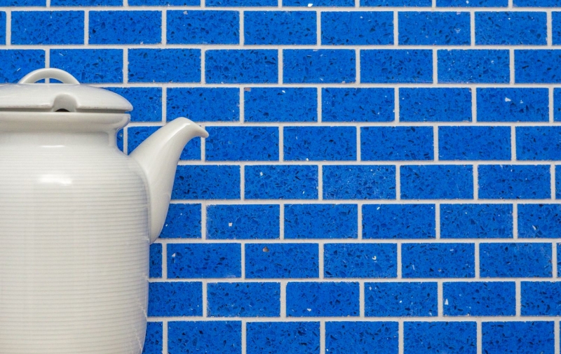 Mosaico de azulejos de cuarzo compuesto de piedra artificial Ladrillo Artificial azul MOS46-ASMB5