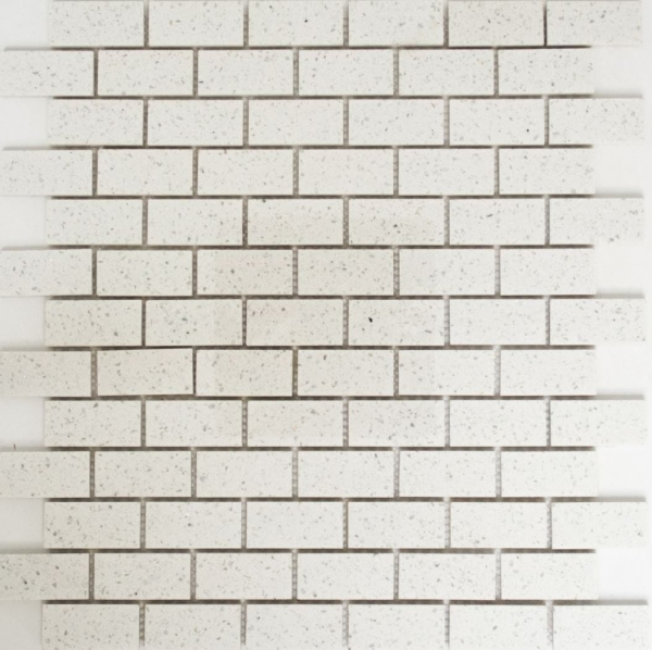 Muestra de mano mosaico azulejo backsplash cuarzo compuesto piedra artificial Ladrillo Artifical blanco MOS46-0104_m
