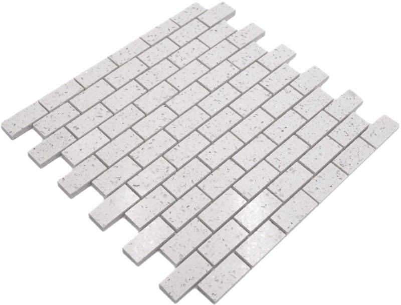 Mosaico de azulejos de cuarzo compuesto de piedra artificial Ladrillo Artifical blanco MOS46-0104