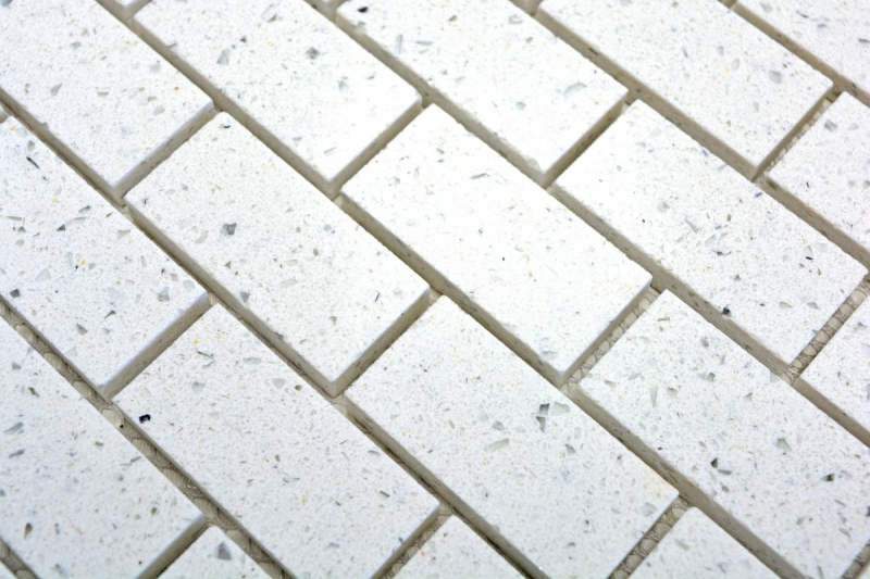 Muestra de mano mosaico azulejo backsplash cuarzo compuesto piedra artificial Ladrillo Artifical blanco MOS46-0104_m
