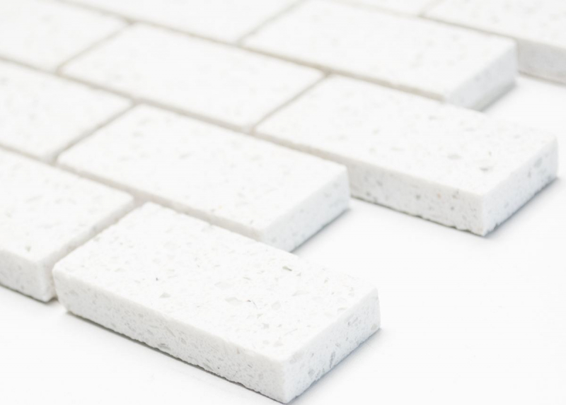 Muestra de mano mosaico azulejo backsplash cuarzo compuesto piedra artificial Ladrillo Artifical blanco MOS46-0104_m