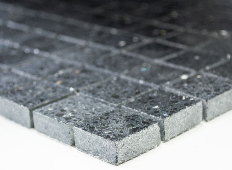 Mosaico de azulejos de cuarzo compuesto de piedra artificial Artificial negro MOS46-ASM22
