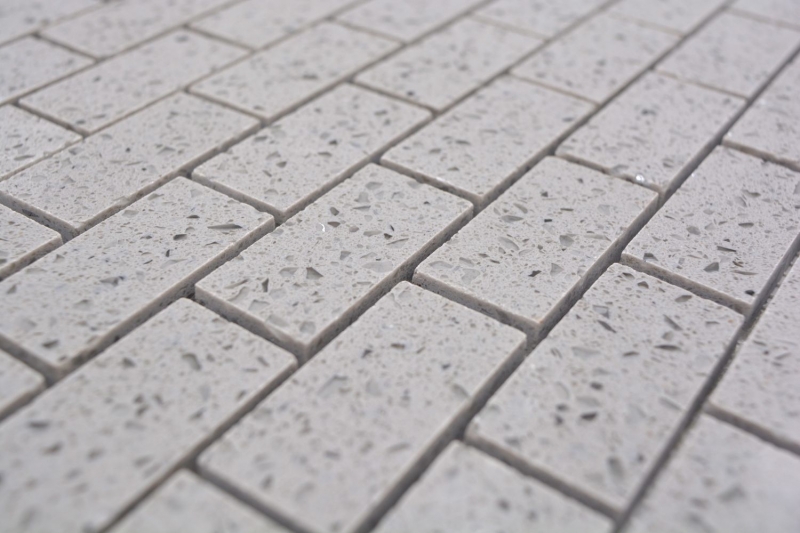 Azulejos de mosaico de cuarzo compuesto de piedra artificial Ladrillo Artifical gris MOS46-0204