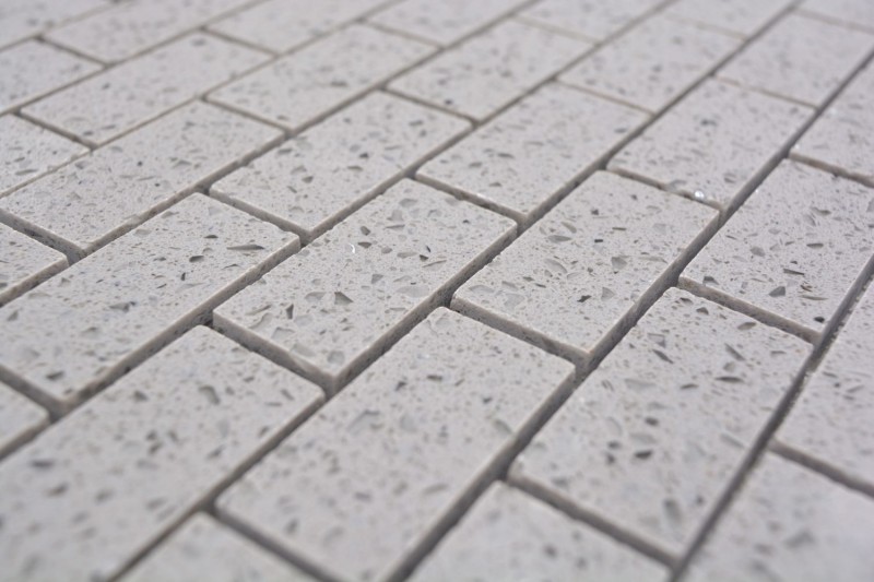 Azulejos de mosaico de cuarzo compuesto de piedra artificial Ladrillo Artifical gris MOS46-0204