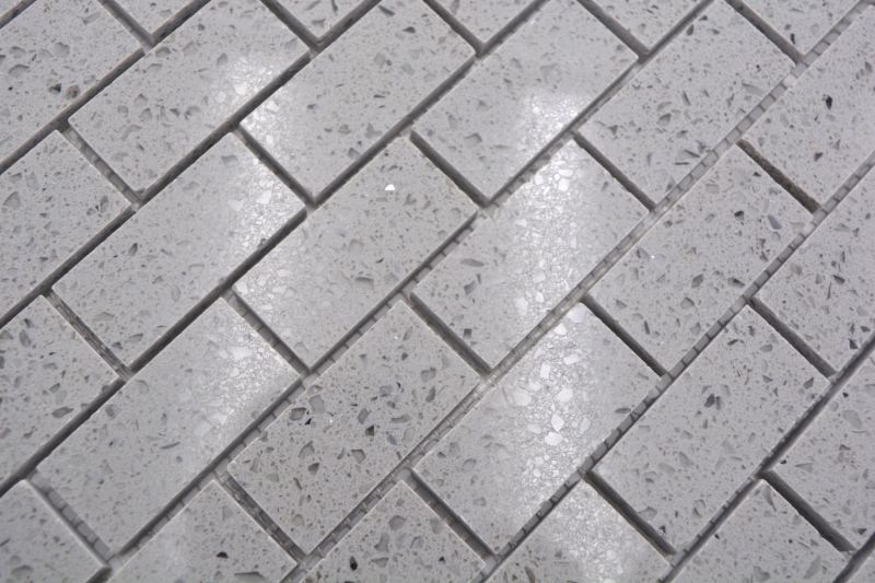 Azulejos de mosaico de cuarzo compuesto de piedra artificial Ladrillo Artifical gris MOS46-0204