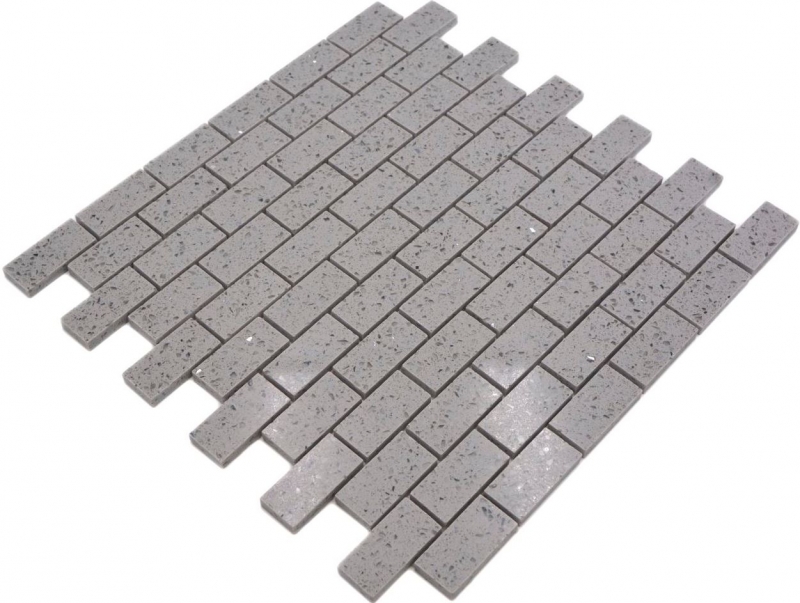 Azulejos de mosaico de cuarzo compuesto de piedra artificial Ladrillo Artifical gris MOS46-0204