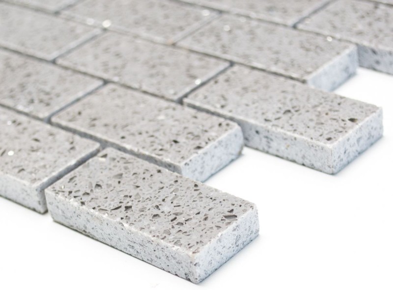 Azulejos de mosaico de cuarzo compuesto de piedra artificial Ladrillo Artifical gris MOS46-0204