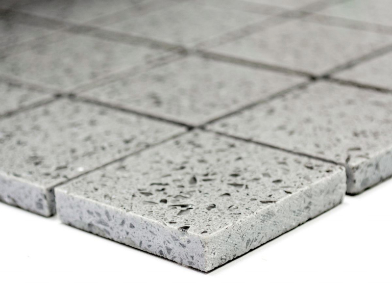 Mosaico de azulejos de cuarzo compuesto de piedra artificial gris MOS46-ASM43