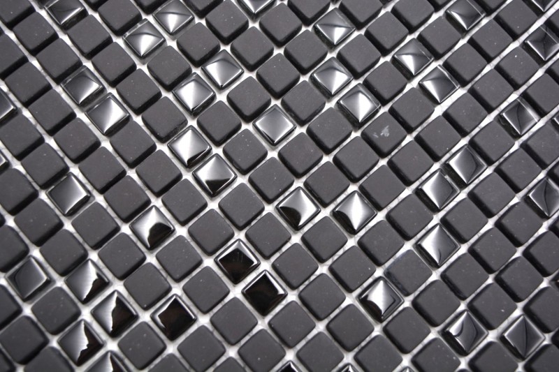 Mosaico de vidrio Revestimiento de pared sostenible Reciclaje Esmalte negro antracita mate MOS140-01B