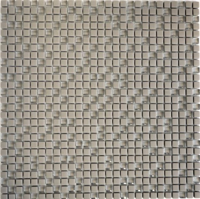 Muestra de mano azulejo mosaico ECO Reciclaje GLAS Esmalte crema mate cristal MOS140-03C_m