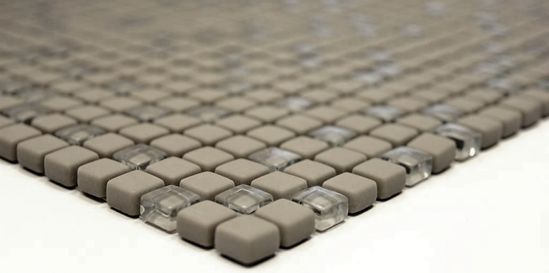 Muestra de mano azulejo mosaico ECO Reciclaje GLAS Esmalte crema mate cristal MOS140-03C_m