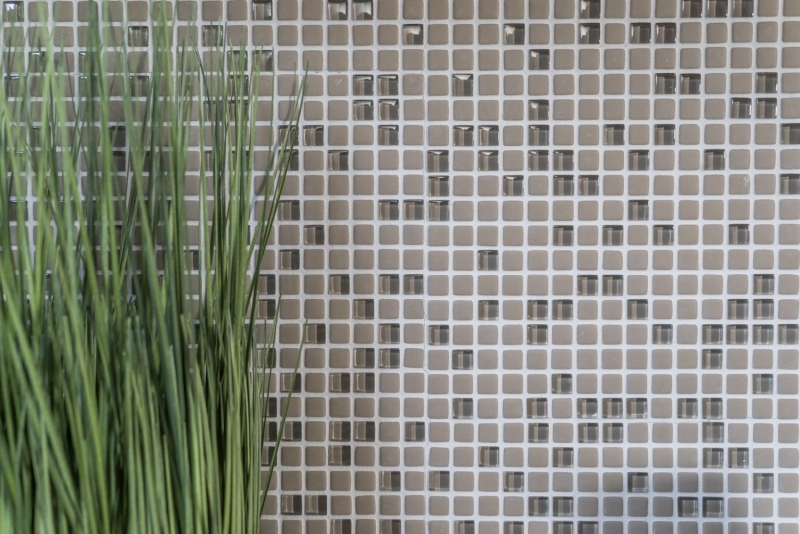 Mosaico de vidrio Revestimiento de pared sostenible Reciclaje Esmalte crema mate MOS140-03C