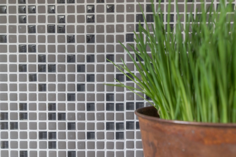 Mosaico de vidrio Revestimiento de pared sostenible Azulejo Reciclaje Esmalte gris-marrón mate MOS140-05G
