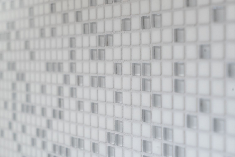 Mosaico de vidrio Revestimiento de pared sostenible Azulejo Reciclaje Esmalte blanco mate MOS140-07W