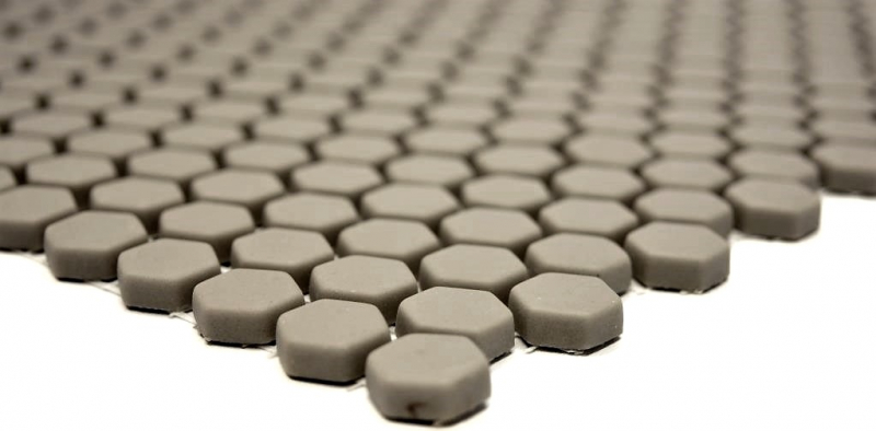 Mosaico de vidrio Revestimiento de pared sostenible Azulejo backsplash Reciclaje Hexágono Esmalte beige crema mate MOS140-HX13C